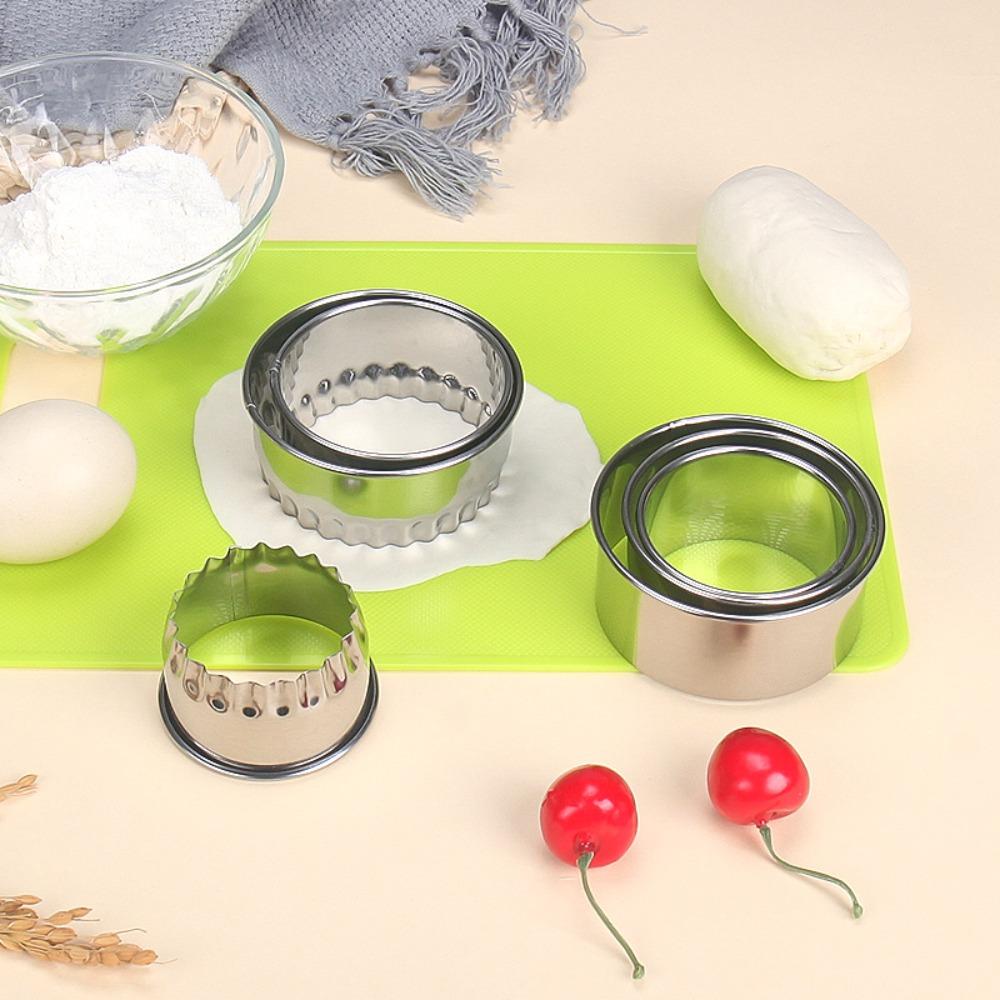 3pcs/set Stainless Steel Round Biscuit Cutters Rust-proof Dumpling Skin Cutting Mould Cookie