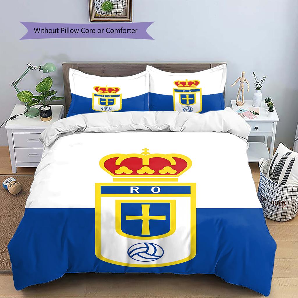 Real Oviedo Pattern Bedding,Quilt Set Quilt Cover Pillowcase Home Birthday Gift (1 * duvet cover + 2 * pillowcase, without core)