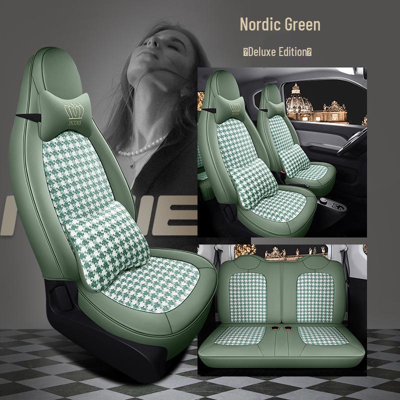 Husă Scaun ST Houndstooth pentru Wuling Hongguang MiniEV - Învelire Completă, Pernă pentru Toate Sezoanele