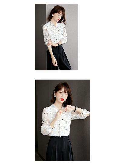 2025 Autumn Floral Long Sleeve Bowknot Chiffon Shirt - Slimming & Tummy Covering