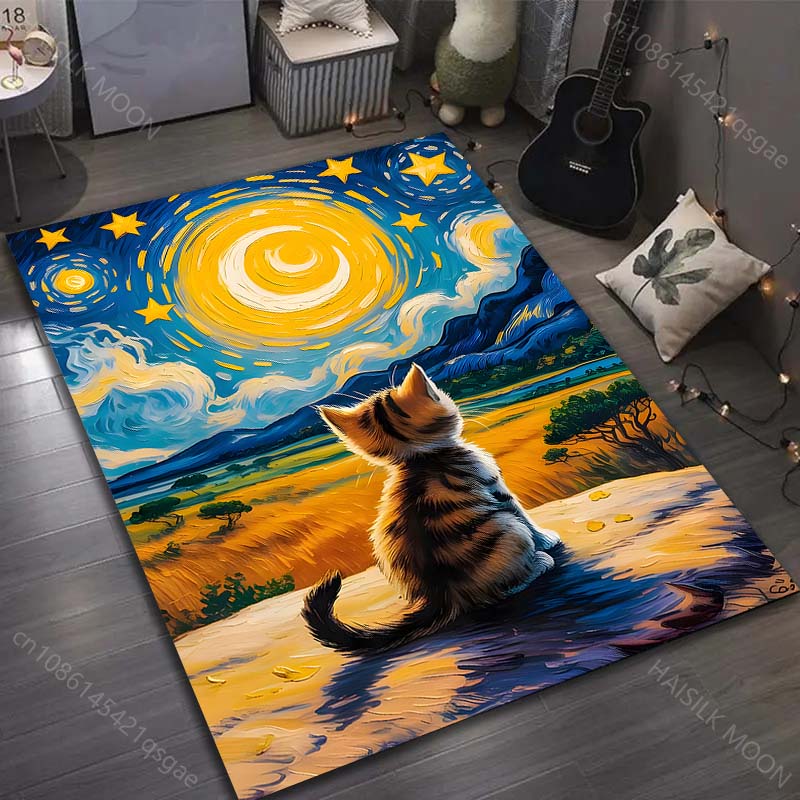 

1PC Kitten gazing at sky Carpet for Living Room Bedroom Sofa Home Decor Rus Non-slip Floor Mat Luxury Gift 40cm x 60cm