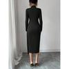 Spring 2026 New Style Small Stand-up Collar Knitted Solid Color Slim and Slimming Metal Buckle Dress