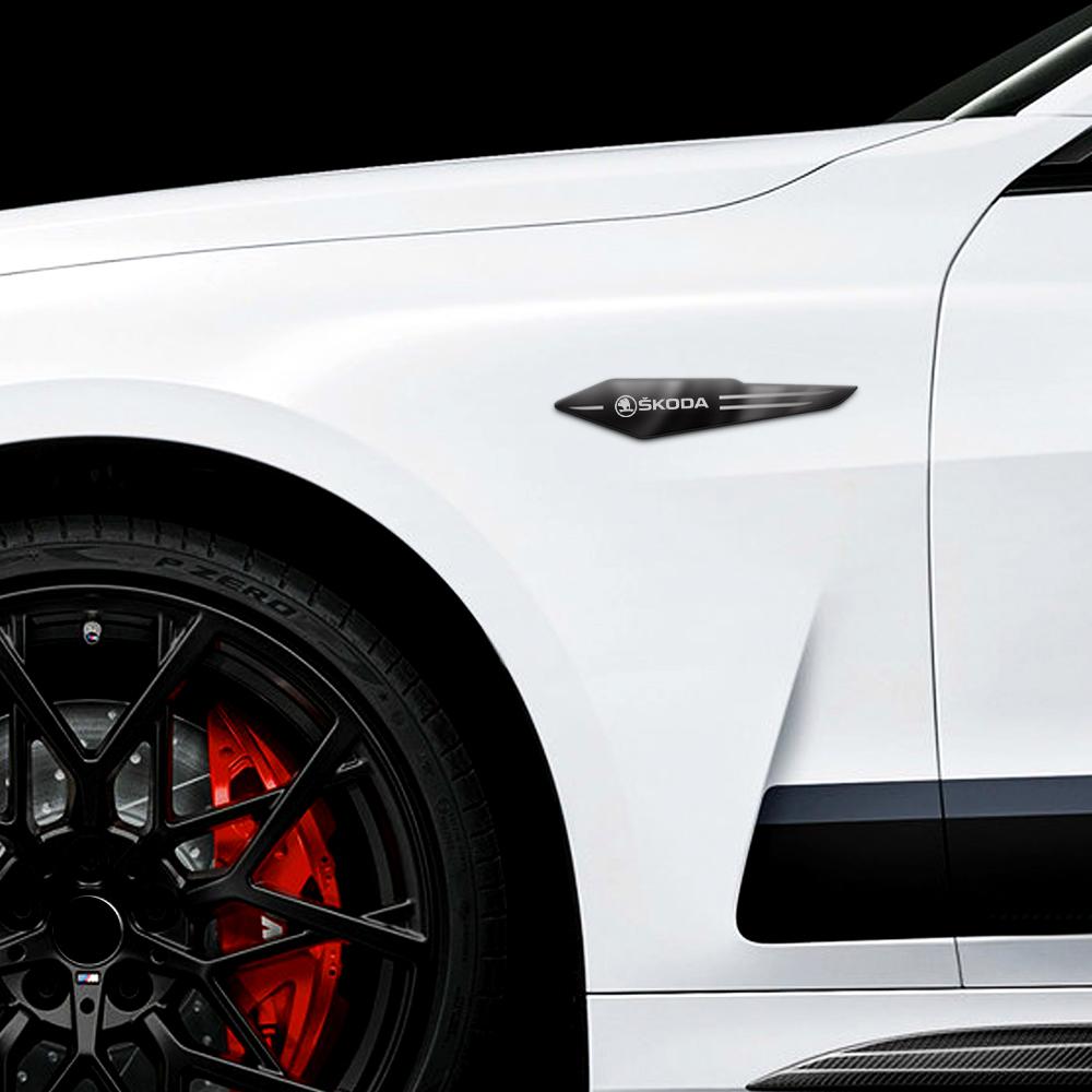 AAFM1 Car Badge Side Fender Leaf Board Decor Body Reflective Stickers For Skoda Octavia A5 3 2 VRS Vision Kodiaq Favorit Rapid Fabia