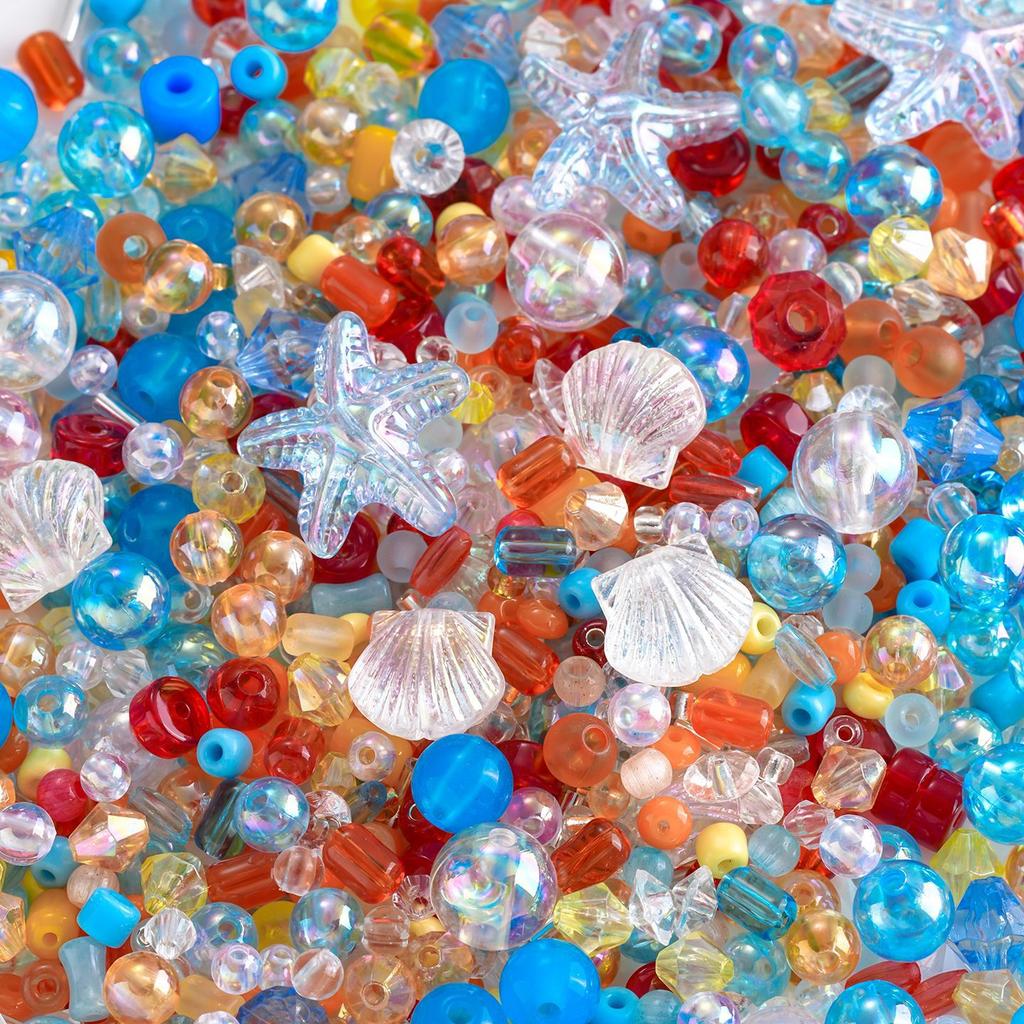 Acrylic Mixed Beads, Transparent Loose Beads DIY Beaded Pendant Jewelry Material