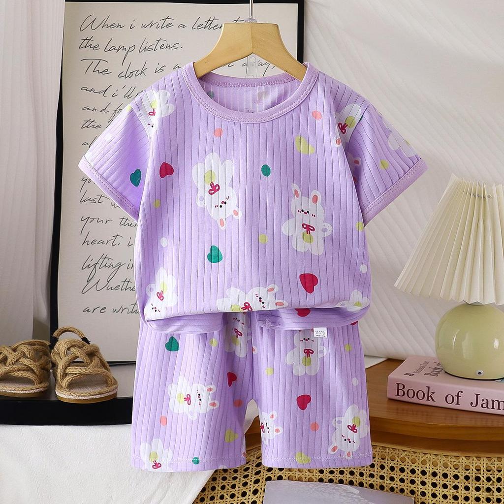 Kids' Cotton Short-Sleeved Set: Korean Style Summer Two-Piece for Girls and Boys