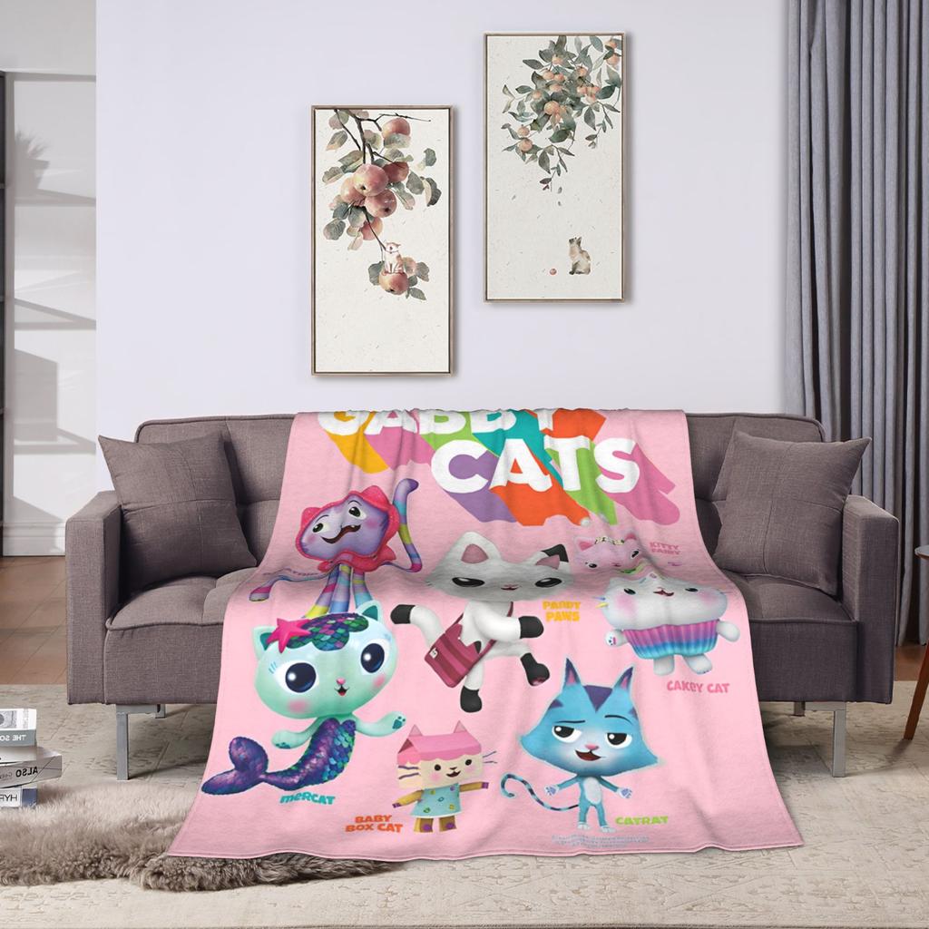 Cartoon Cute Gabbys Dollhouse Blankets Fleece Summer  Breathable Warm Throw Blanket for Bedding Outdoor Plush Thin Quilt