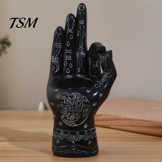 Spooky Halloween Table Decor Palmistry Hand Incense Holder, Resin Statue, Decorative Gothic Home Ornament Stick Ancient Mystical Palm Sculpture