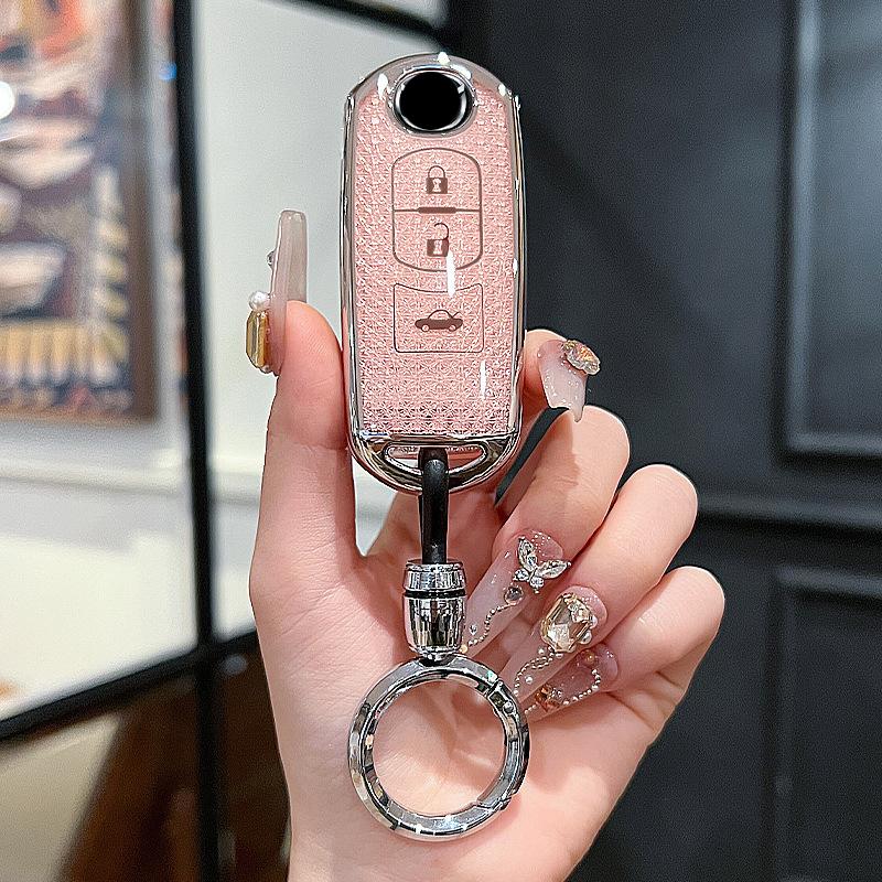 

Crystal Pink Tpu for Mazda 2 3 5 6 Atenza Axela Demio CX-3 CX3 CX-5 CX5 CX7 CX-9 CX8 Remote Car Key Case Cover Fob Bag Keychain