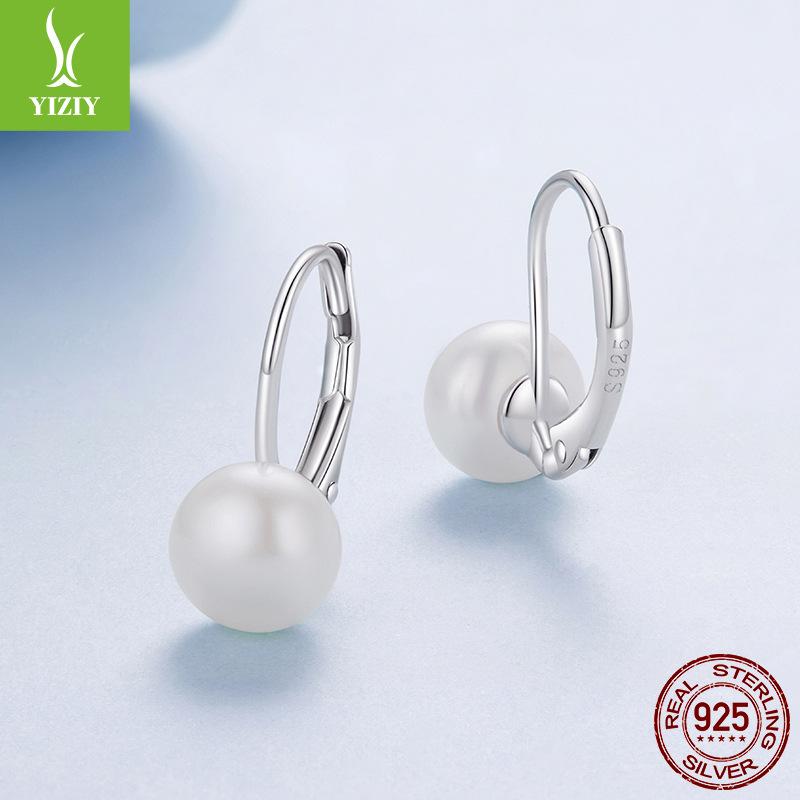 Romantic French Pearl Earrings Ear Buckles Women'S Elegant Lazy S925 Sterling Silver Earrings Earrings