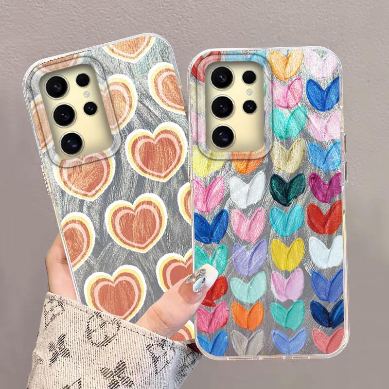 Case For Samsung Galaxy A56 S24 S25 Plus Ultra A15 A25 A55 A35 A16 A26 A36 5G Phone Cover Graffiti New Pink Love Patterns Bumper