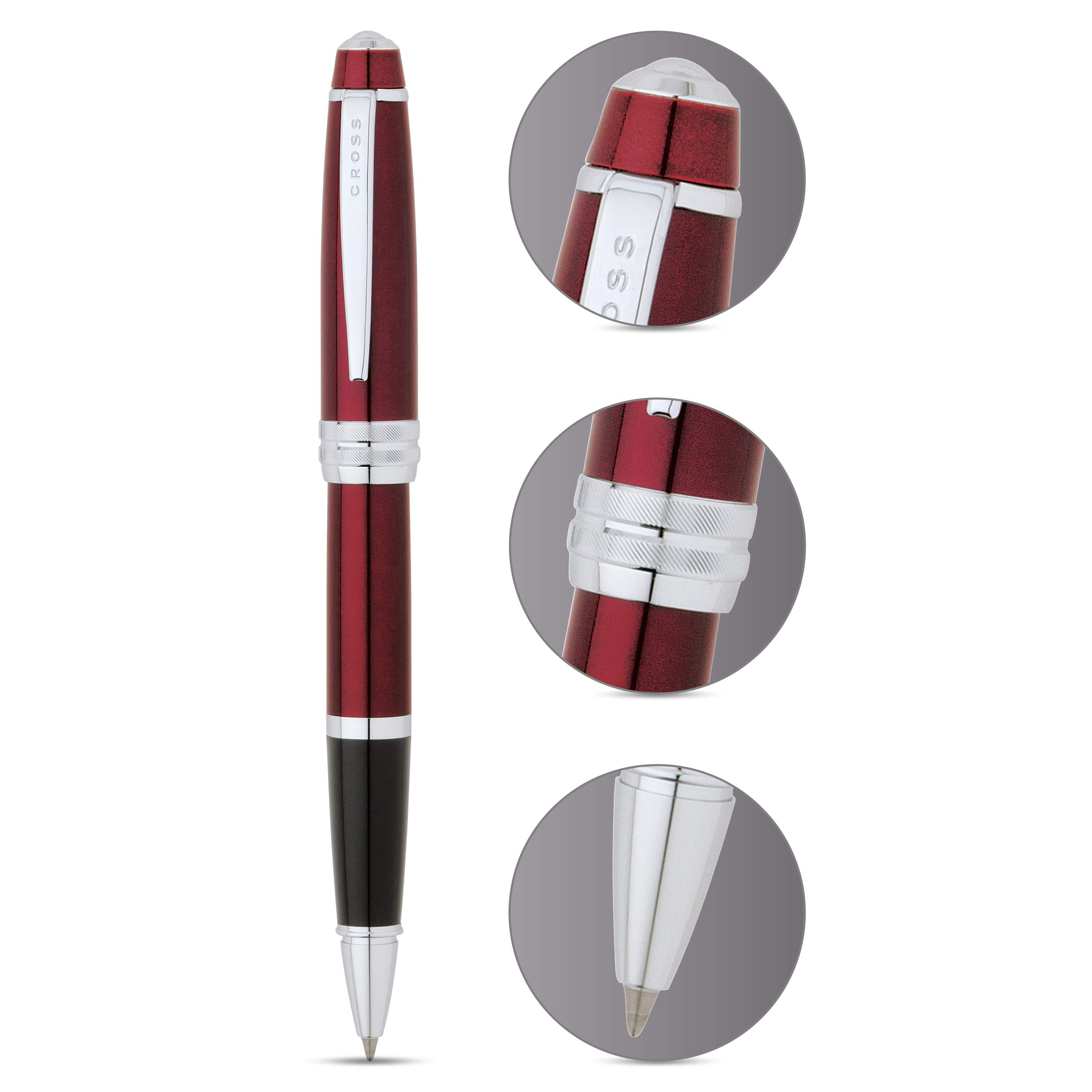 Cross Bailey Refillable Gel Ink Rollerball Pen, Medium Rollerball, Includes Premium Gift Box - Red Lacquer 1 Count (Pack of 1) красный