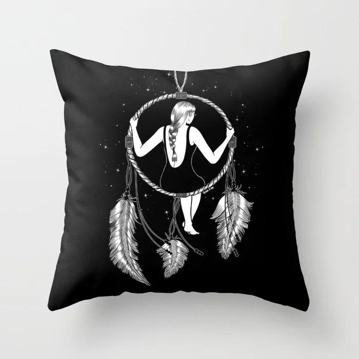 Nordic Black And White Cartoon Portrait Ultra-Short Velvet Pillow Cover Without Core Cushion Cover Premium Durable
