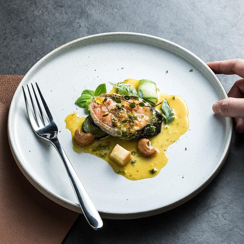 Japanese Ceramic Tableware, Retro Clay Circular Plate, Restaurant Commercial Western Dish Steak Plate Household Dish Flat Plate