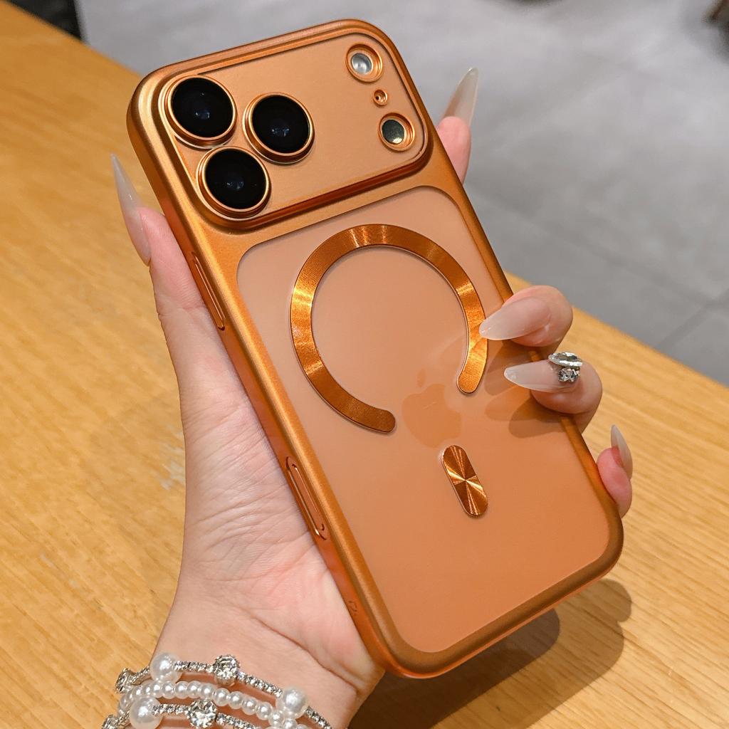 Luxury Matte Plating For Magsafe Case For iPhone 17 Pro Max 17 Air Hard Shockproof Funda Lens Protector Film Translucent Cover