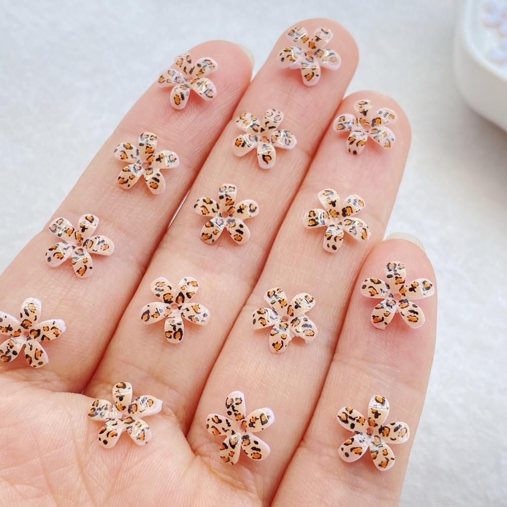 50Pcs Cute Mini Colorful Leopard Print Bow Nail Art Resin Designer Charms DIY Craft For Nail 3D Decorations Jewelry