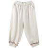 Women's Summer Retro Cropped Pants Solid Color Cotton Linen Haren Pants