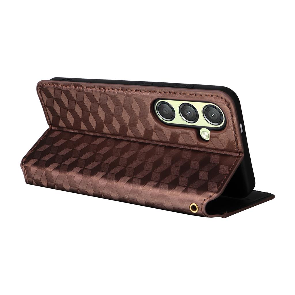 Für Samsung Galaxy S25+ Hülle Brieftasche Rauten geprägtes Leder Handyhülle