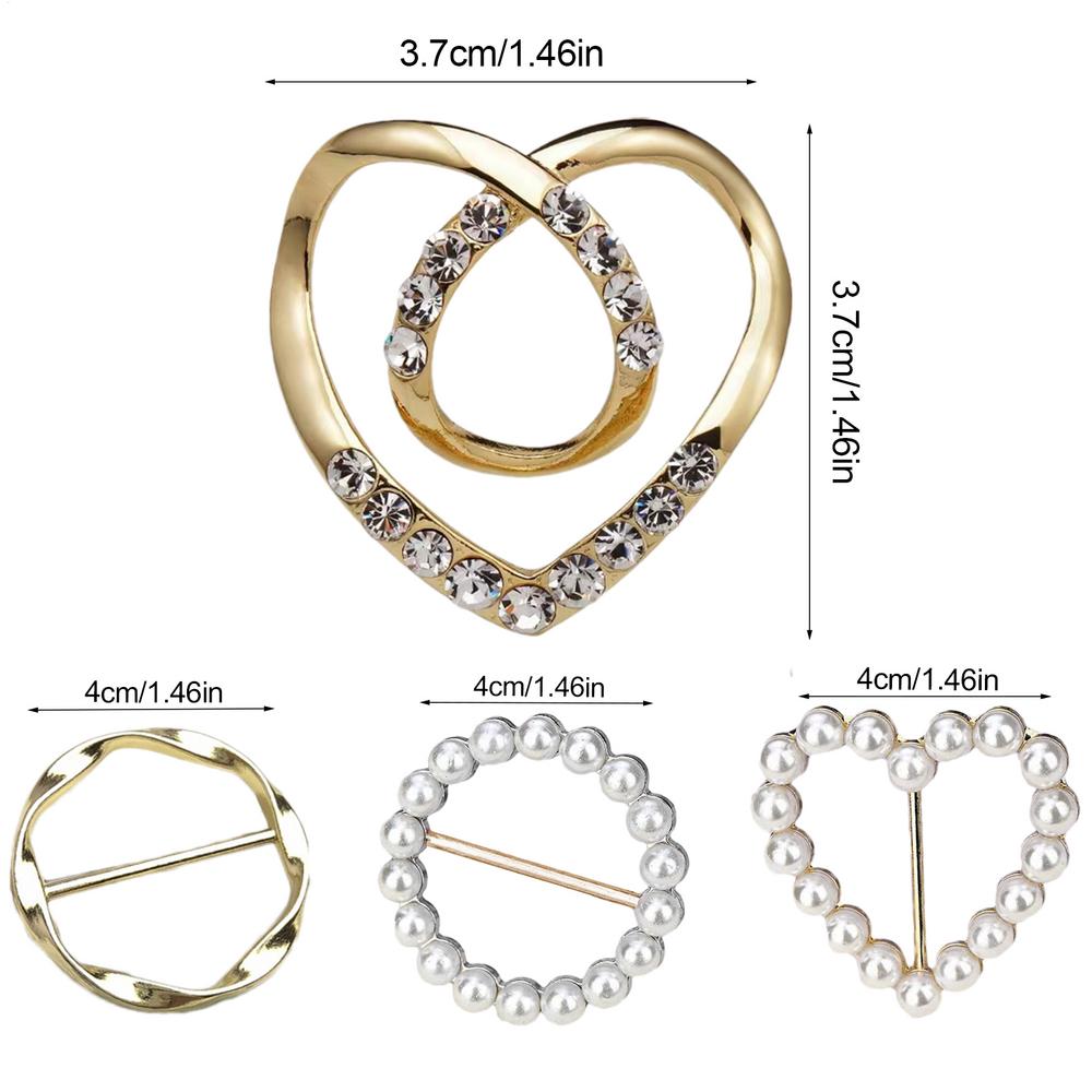 4pcs Silk Scarf Ring Clip T-Shirt Tie Clips for Women Scarves Clasp Waist Buckle Fashion Metal Ring for Shirts Clothing
