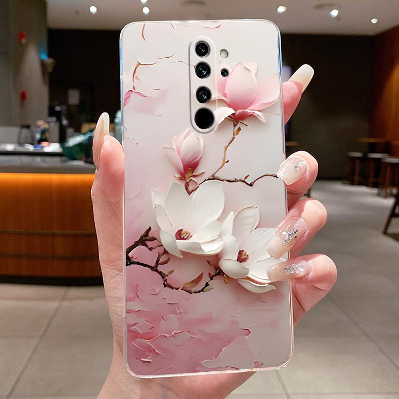 Custodia Per Xiaomi Redmi Note 8 Pro Note8 Capa Fiore Farfalla Protettiva Sottile Custodie Trasparente Morbido Silicone TPU Copri Telefono