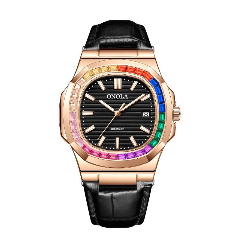 Top Brand New High Quality Rainbow Drill Watch Belt Waterproof Mechanical Men's Wrist Watch