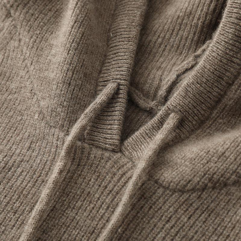Women's Slim Fit Hooded Wool Cardigan Sweater - Knitted Long Sleeve Versatile Pullover Base Layer