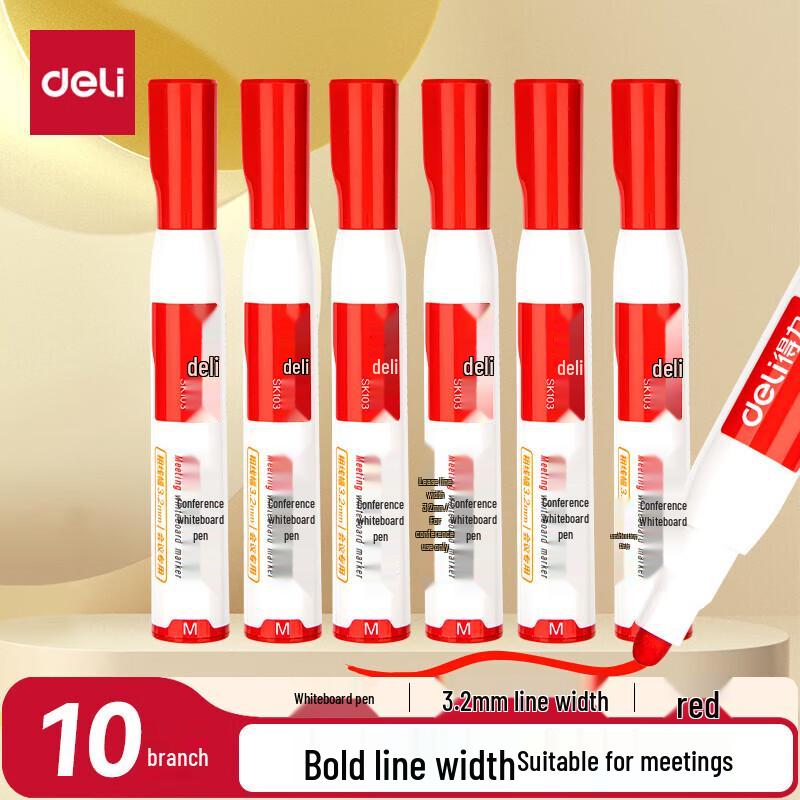 Deli Thick-Tip Erasable Whiteboard Marker (10-Pack)