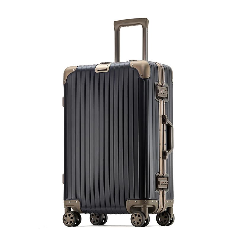 Valiză de cabină din aliaj aluminiu-magneziu, geantă de călătorie unisex cu troler, valiză de călătorie complet metalică, design durabil și elegant