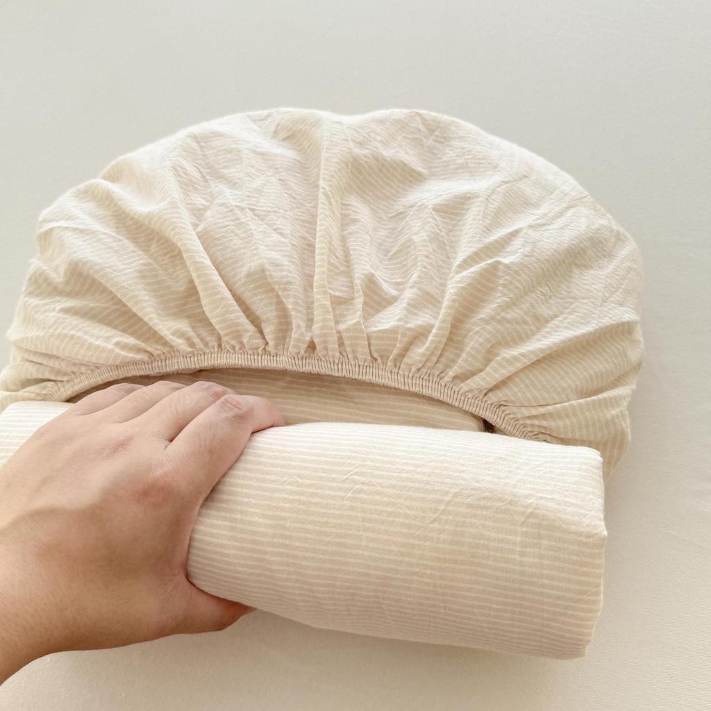 Pure Cotton Yarn-Dyed Washed Fitted Sheet: Non-Slip, Dustproof, Skin-Friendly Mattress Protector 3-Piece Set.