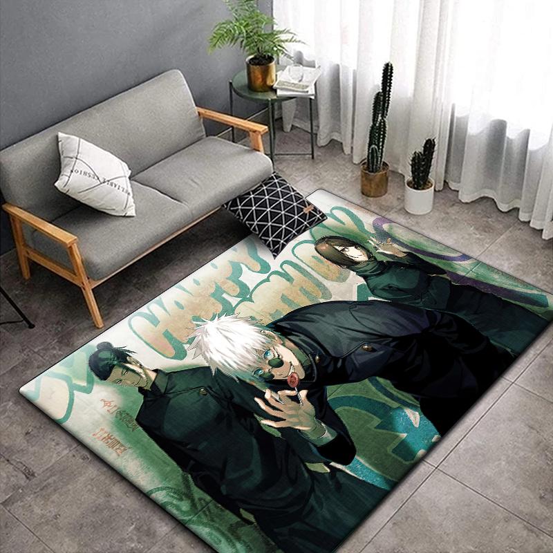 Jujutsu Kaisen Anime Rug Large,Carpet Rug for Living Room Bedroom Sofa Decoration,Doormat Kitchen Non-slip Floor Mat Picnic Camp