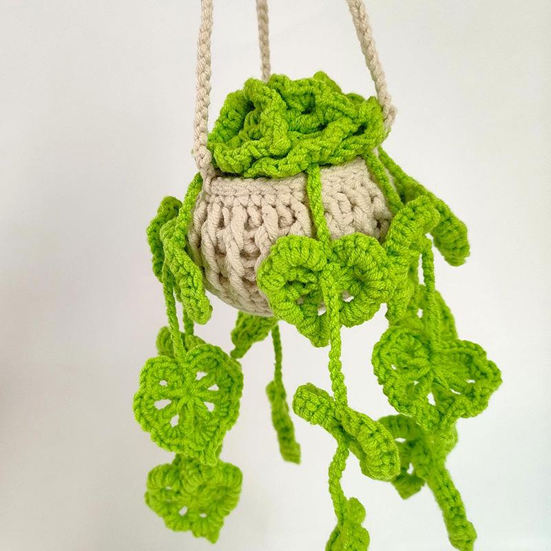 

Художественный пасторальный стиль, шерстяной плетеный подвесной автомобильный кулон в виде цветочной корзины