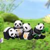 4Pcs Panda Statue Cartoon Cute Expressions Anti-fade Attractive Panda Crafts Micro Landscape Animal Ornament Home Decor
