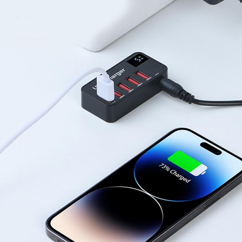5 Ports USB Charger LED Display Multi USB Charging Station Universal for Phone Desktop Wall Home Travel Portable