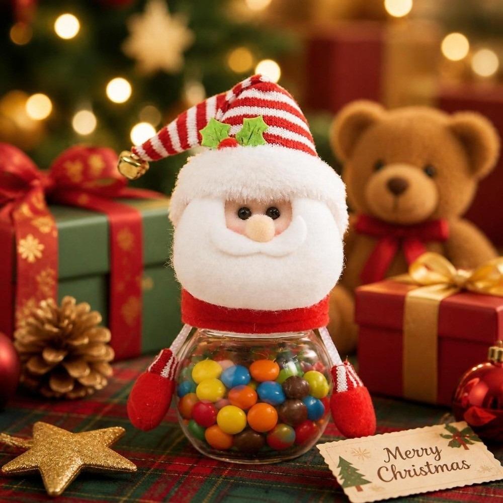 With Lid Christmas Candy Jar Santa Claus Candy Box Cartoon Cute Candy Storage Bottle Kids Gift