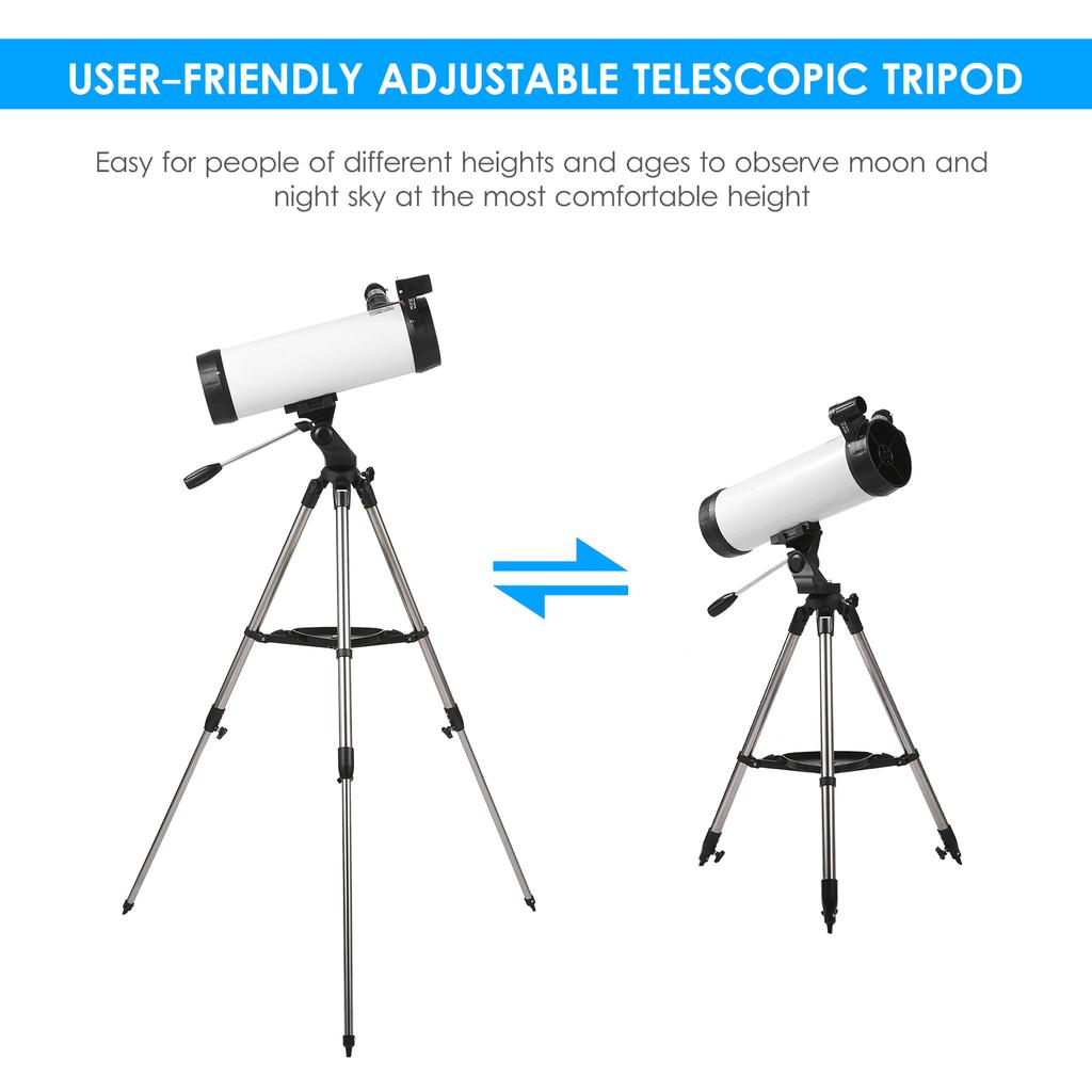 375X Astronomical Telescope High Power Monocular Telescope Refractor Spotting Scope with Retractable Tripod 3X Barlow Lens Tool