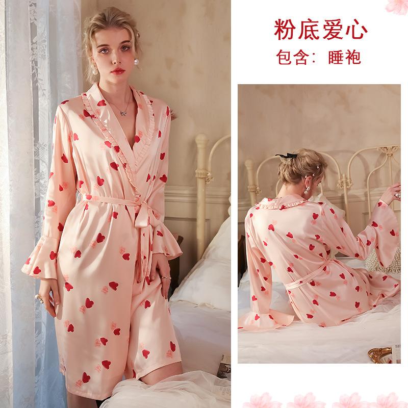 

Летние и осенние домашние пижамы из ледяного шелка, женские атласные спальные халаты, свадебные халаты для подружек невесты, утренние халаты L