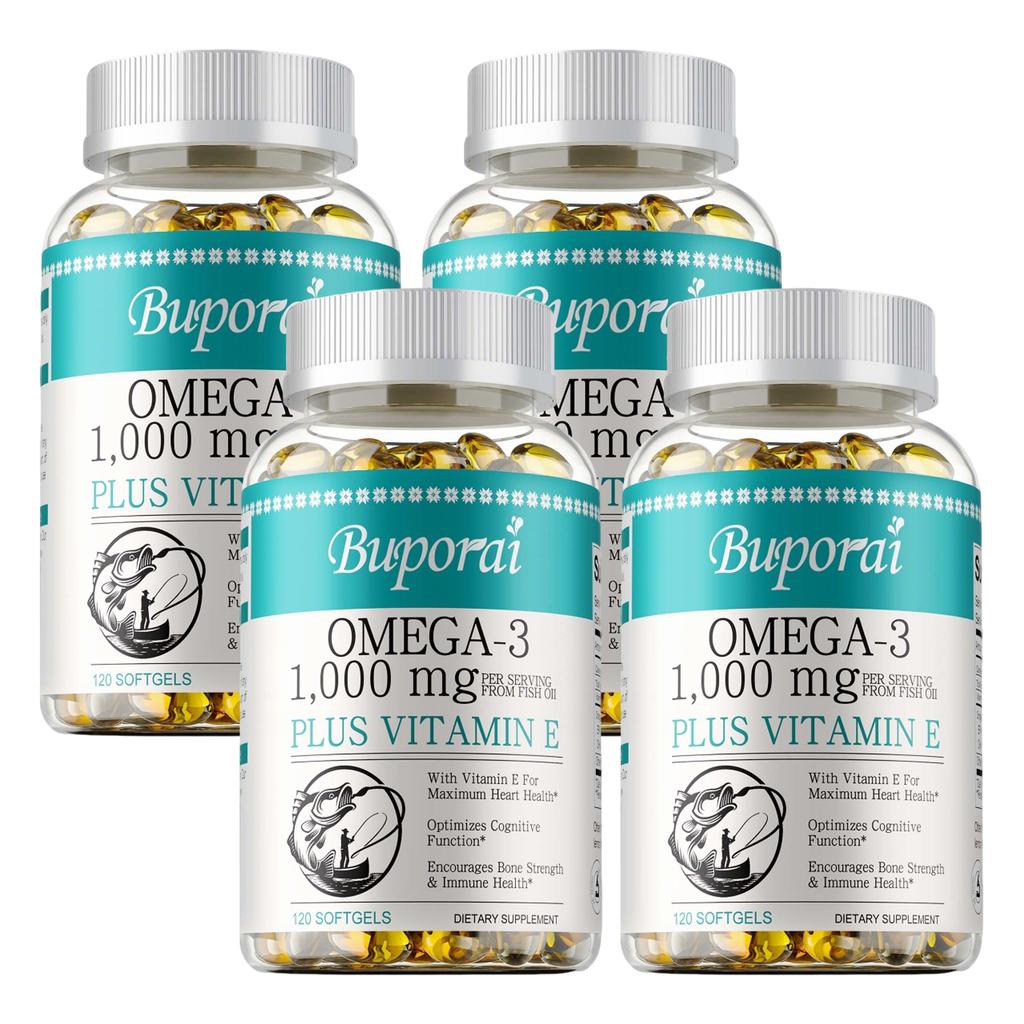 Omega-3 Tiefseefischöl-Kapseln, 1000 mg, Formuliert, Enthält Vitamin E, Hohe Reinheit, Geeignet für Männer und Frauen