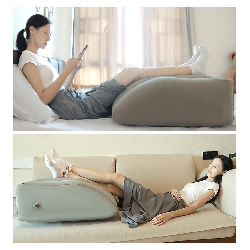 Durable Inflatable Pillow Trapezoidal Flocking Lift Leg Pillow Environmentally Friendly Portable Pillow Relieves Fatigue