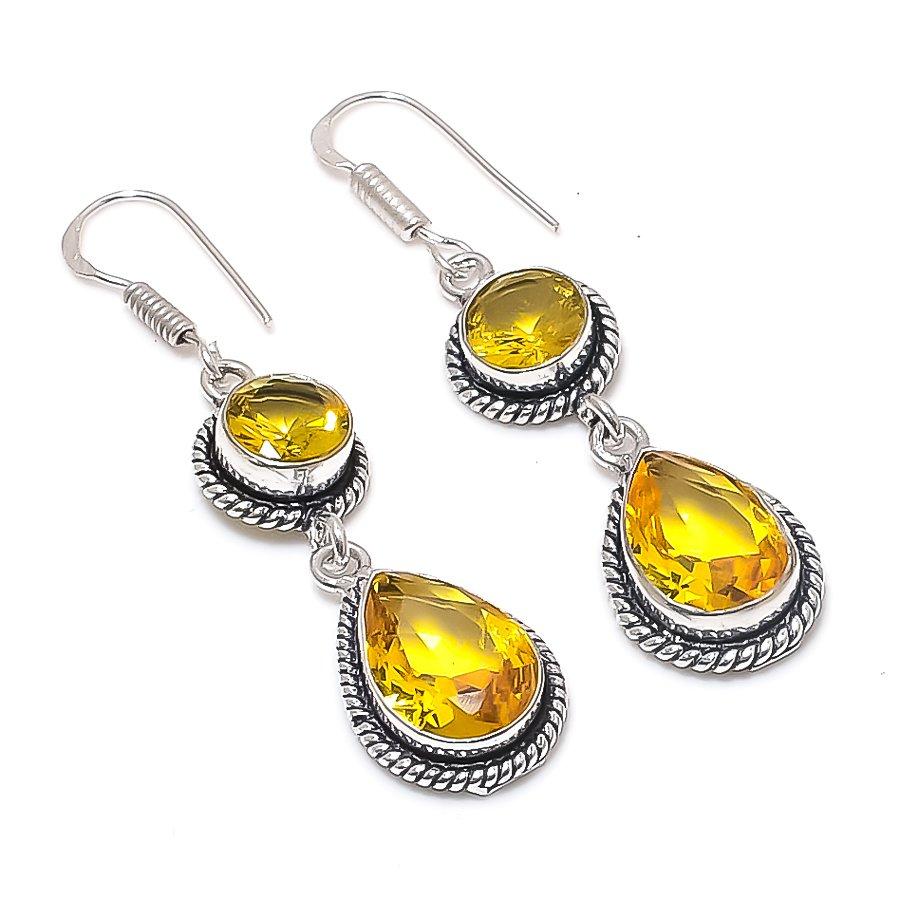 

Natural Citrine Gemstone Handmade 925 Sterling Silver Earring 2.17 c2K70