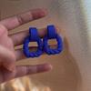 Dripping oil blue flower earrings high sense temperament versatile new stud earrings fashion Internet celebrity niche earrings women