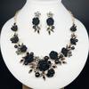 1 Set Multicolor Flowers Crystal Jewelry Set Enamel Pearl Necklace Earrings Set Exquisite Luxury Bridal Jewelry Set Banquet