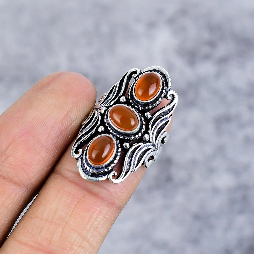 Carnelian Gemstone Handmade 925 Sterling Silver Jewelry Ring Size 5.5 M-2669