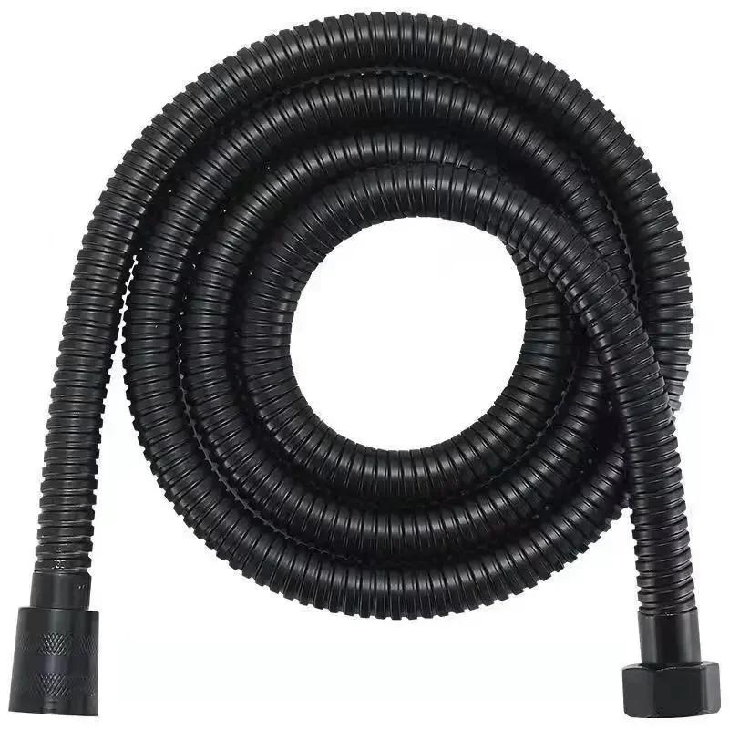 Black/silver Extendable Garden Hose SUS 304 Flexible Shower Long Bathroom Pipe Extension Water Pull Accessories Hoses Pipes Home