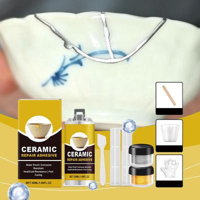 Kit de réparation céramique Kintsugi japonais, Adhésif doré alimentaire, pour Poterie cassée Art Artisanat Baignoire Sculpture Restauration
