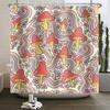 70s Retro Rainbow Shower Curtain Hippy Funky Cartoon Mushroom Floral Bathroom Curtain Polyester Waterproof Fabric Bathtub Screen