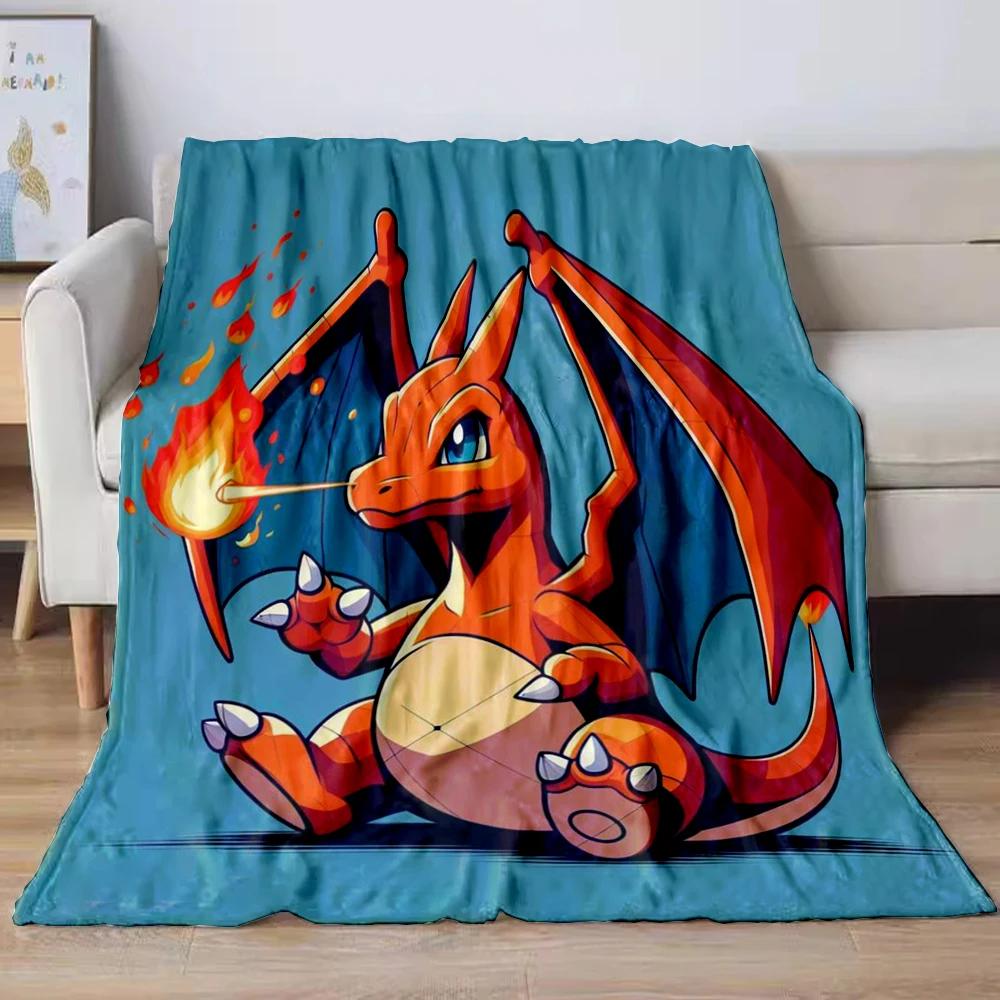 31 Style Anime Pokémon Charizard Cartoon Flannel Blanket for Sofa Home Sofa Student Blankets Children Student Nap Girl Kids Gift
