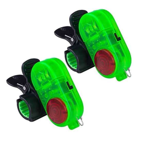 2Pcs Fishing Bite Alarm Lamp with Silicone Clip 80dB Night Fishing Rod Alert Light Sensitive Electronic Bite