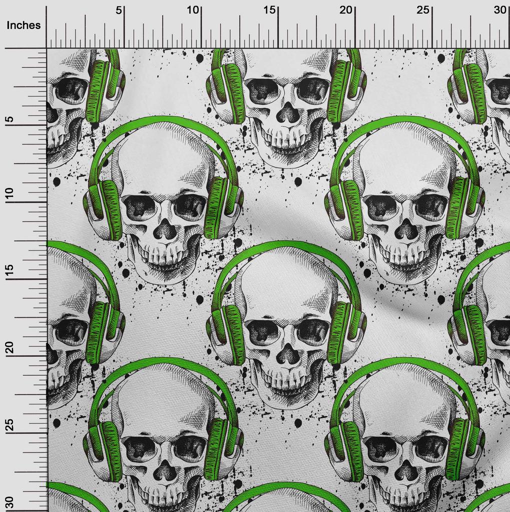 oneOone Cotton Flex Green Fabric Skull Craft Projects Decor Fabric Printed By The Yard 40 Inch