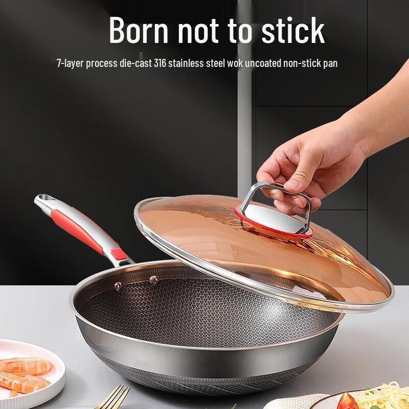 316 Stainless Steel Honeycomb Non-stick Frying Pan
