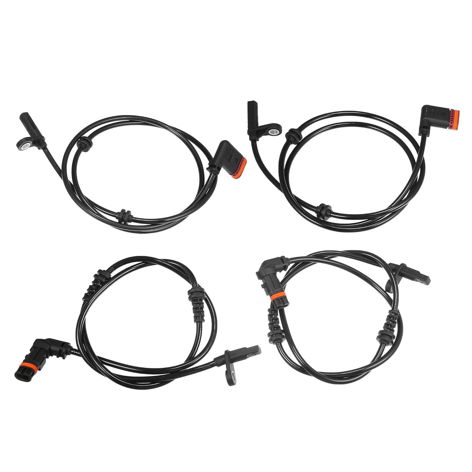 Motoforti Front Rear Left Right ABS Sensor, Wheel Speed Sensor, for Mercedes-Benz GLK250 2013-2015, Plastic, No.2045401317/2049053105, Black, 4pcs