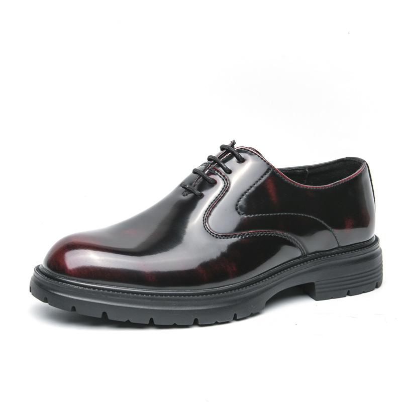 Cheap Red Leather Shoes Men's Brock Business Wear Derby Shoes Height Gain Casual British Wedding Groom Shoes 3277